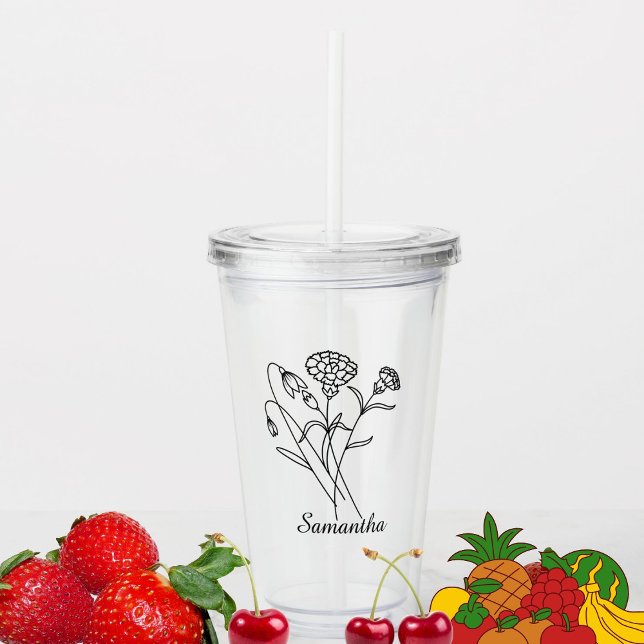 Vaso Acrílico Flor de nacimiento personalizado con nombre propue (Subido por el creador)