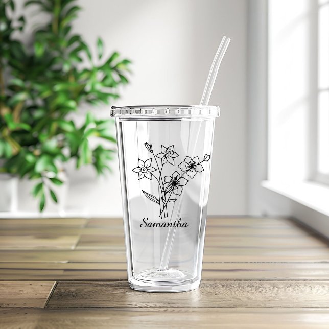 Vaso Acrílico Flor de nacimiento personalizado con nombre propue (Subido por el creador)