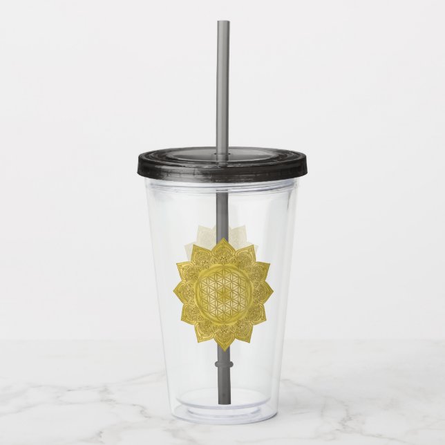 Vaso Acrílico Flor de vida - Mandala india 4 (Anverso)