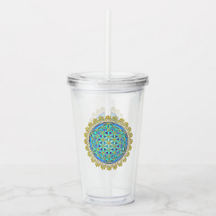 Vaso Acrílico Flor De Vida - Ornamentos De Florencia Vintage 1