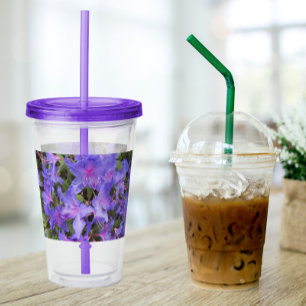 Vaso Acrílico Flor morada de rododendros florales