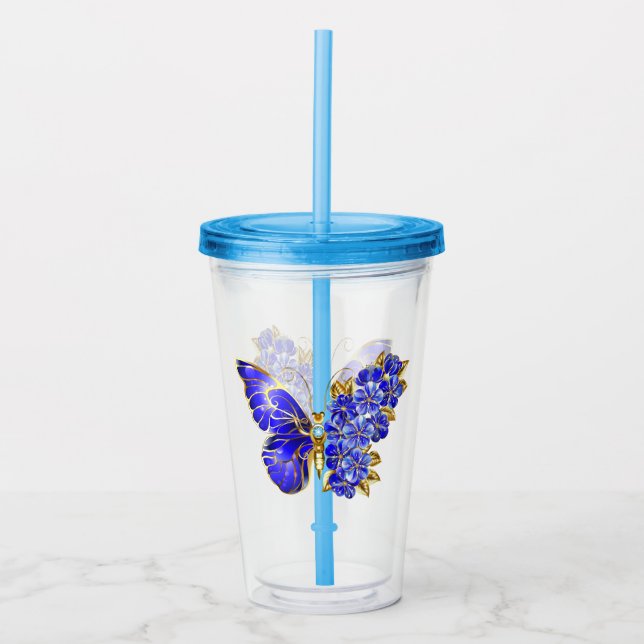 Vaso Acrílico Flor Sapphire Mariposa (Anverso)