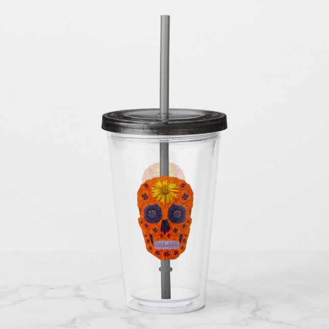 Vaso Acrílico Flor Skull 1 (Anverso)