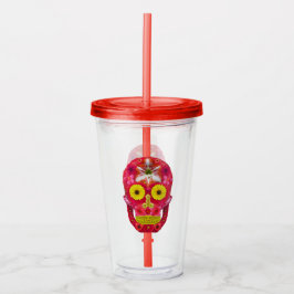 Vaso Acrílico Flor Skull 6