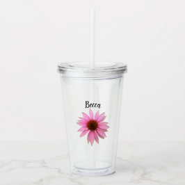 Vaso Acrílico Flor violeta brillante personalizada