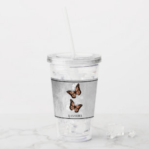 Vaso Acrílico Flora de mariposa de cobre personalizada