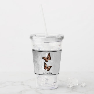 Vaso Acrílico Flora de mariposa de cobre personalizada