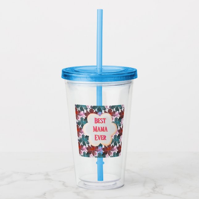 Vaso Acrílico Floral acuarela personalizada (Anverso)