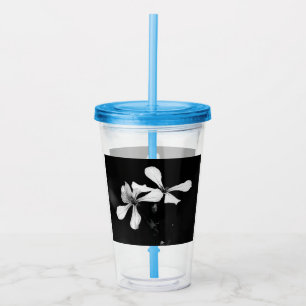 Vaso Acrílico floral blanca y negra mínima