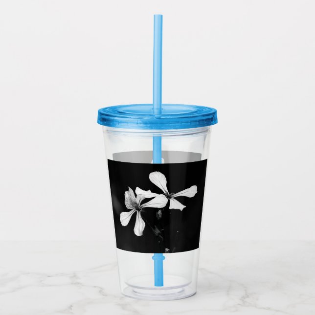 Vaso Acrílico floral blanca y negra mínima (Anverso)