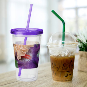 Vaso Acrílico Floral de iris con barba de dos tonos