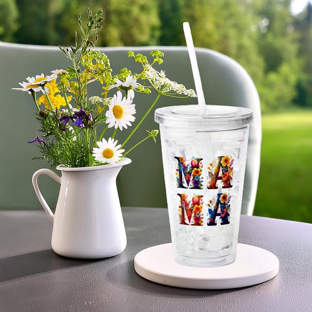 Vaso Acrílico Floral MAMA (Subido por el creador)
