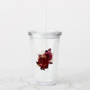 Vaso Acrílico Floral marrón y oro