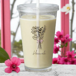 Vaso Acrílico Floral Personalizado para Damas de Honor