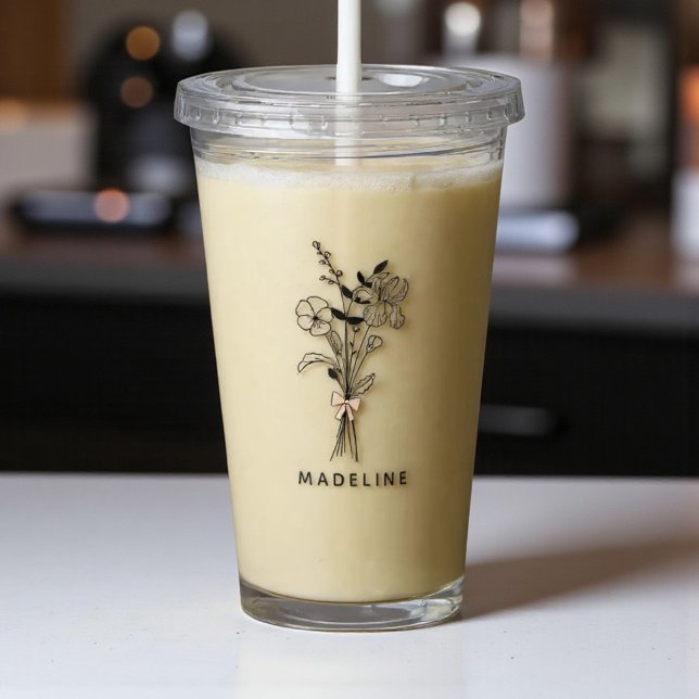 Vaso Acrílico Floral Personalizado para Damas de Honor con Lazo  (Subido por el creador)