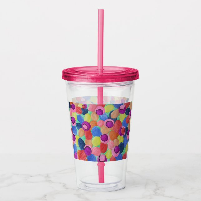 Vaso Acrílico Flores de color dulce Tumbler acrílico (Anverso)