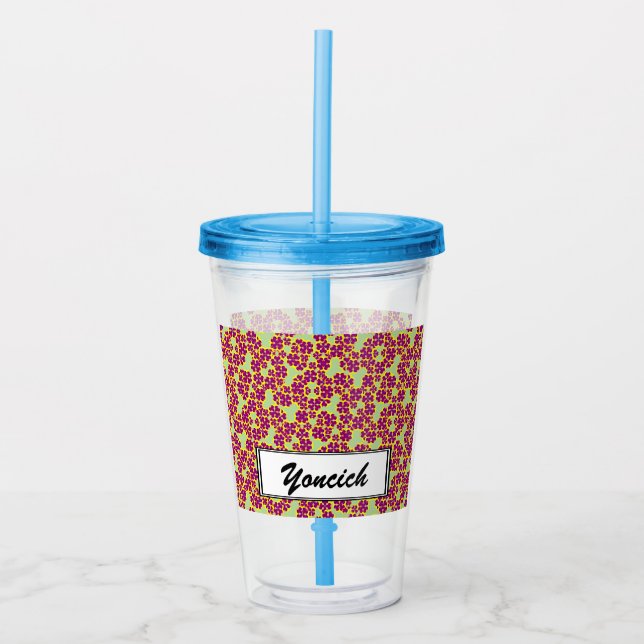 Vaso Acrílico Flores de corazón de Kenneth Yoncich (Anverso)