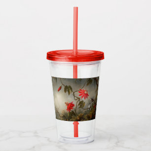 Vaso Acrílico Flores de pasión con cabeza de Hummingbirds