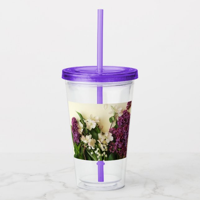 Vaso Acrílico Flores de primavera Tumbler acrílico líaco (Anverso)