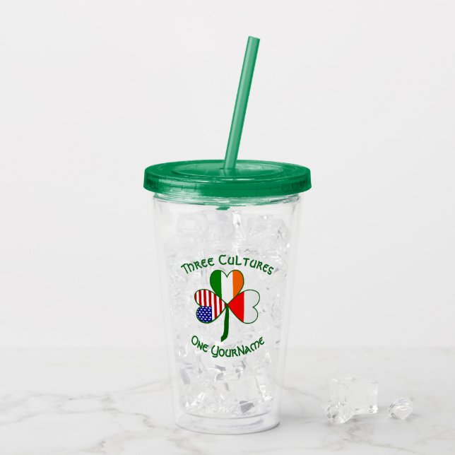 Vaso Acrílico Flores irlandesas polacas norteamericanas estremec (Reverso (hielo))