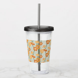 Vaso Acrílico Flores retro de los años 70 apagadas