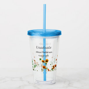 Vaso Acrílico flores silvestres amarillas modernas graduadas rús