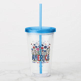 Vaso Acrílico Flores silvestres estadounidenses patrióticas dive