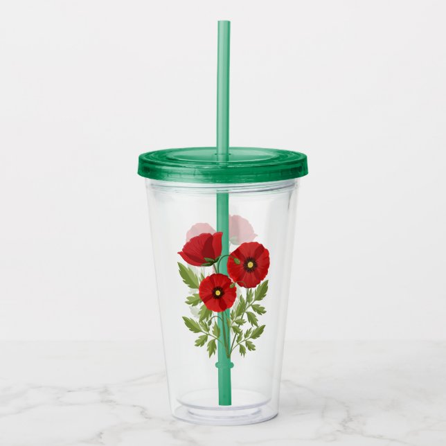 Vaso Acrílico Flores veraniegas alegres con adormidera