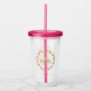 Vaso Acrílico Flores y flores de Pascua