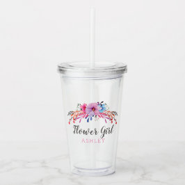 Vaso Acrílico Flower Girl Floral Personalizada