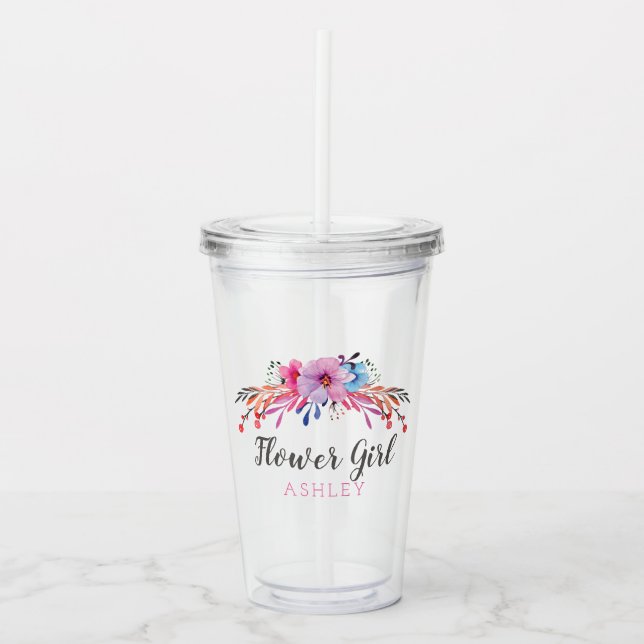 Vaso Acrílico Flower Girl Floral Personalizada (Anverso)