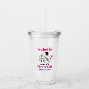 Vaso Acrílico Flower Girl Wedding Favor de la boda lindo rosado