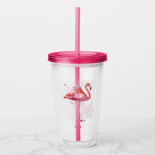 Vaso Acrílico Fluffy Flamingo (Anverso)