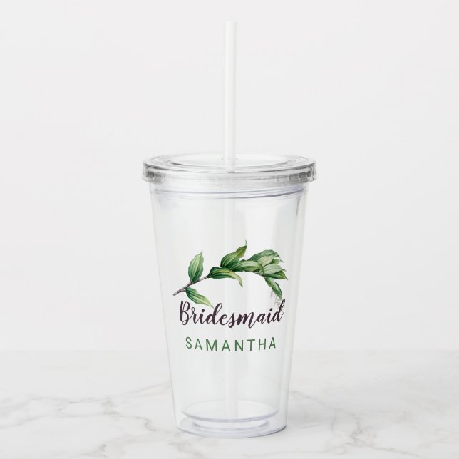 Vaso Acrílico Foliage de la dama de honor personalizado (Anverso)