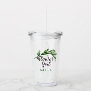 Vaso Acrílico Follaje Personalizado de Niña de las Flores