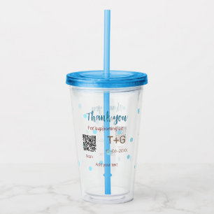 Vaso Acrílico Fondo de luna de miel Añadir Q R código de pareja 