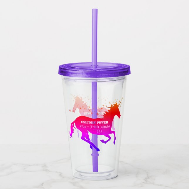 Vaso Acrílico Fórmula de la matemáticas del poder del unicornio (Anverso)