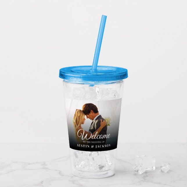 Vaso Acrílico Foto de Boda Personalizada (Reverso (hielo))
