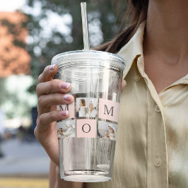 Vaso Acrílico Foto de colección moderna y regalo de mamá rosa pa