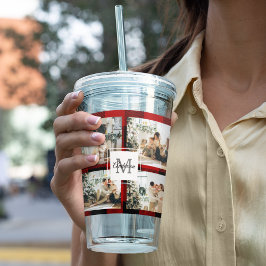 Vaso Acrílico Foto De Collage Y Búfalo Rojo Con Inicio