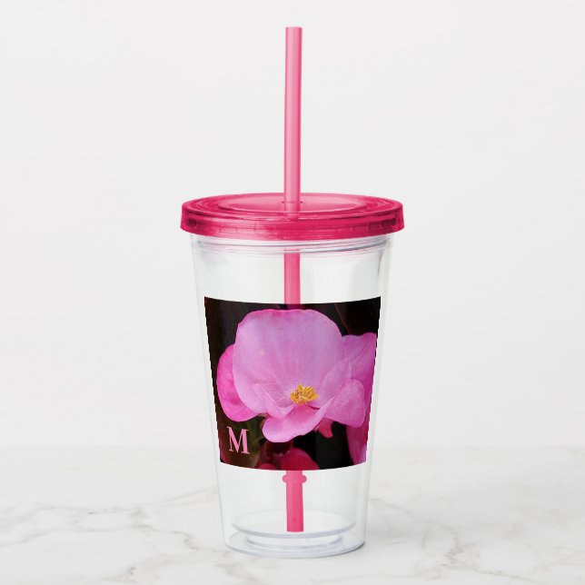 Vaso Acrílico Foto de elegante flor rosa caliente (Anverso)