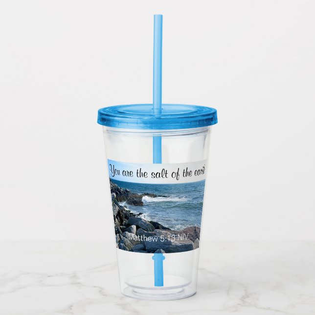 Vaso Acrílico Foto de la Sal oceánica del Verso de la Biblia de  (Anverso)