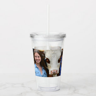 Vaso Acrílico Foto de vaca de exposición de ganado personalizada