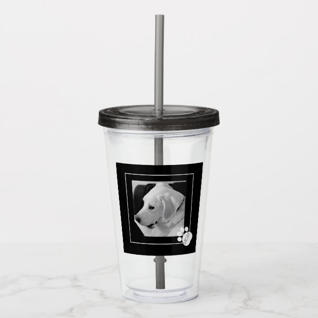 Vaso Acrílico Foto en blanco y negro de la mejor mamá del perro (Anverso)