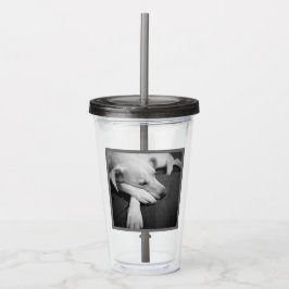 Vaso Acrílico Foto en blanco y negro de un hermoso perro durmien