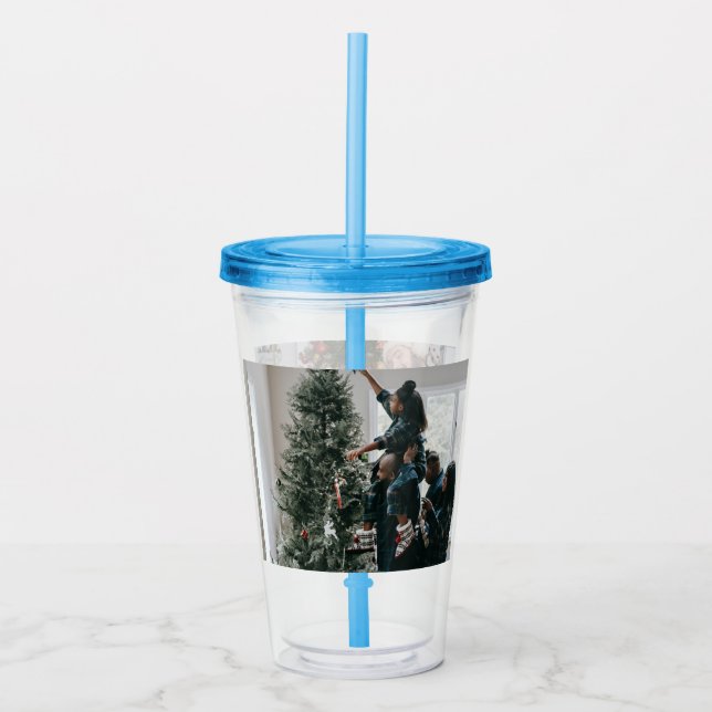 Vaso Acrílico Foto personalizada de dos Navidades de familia (Anverso)
