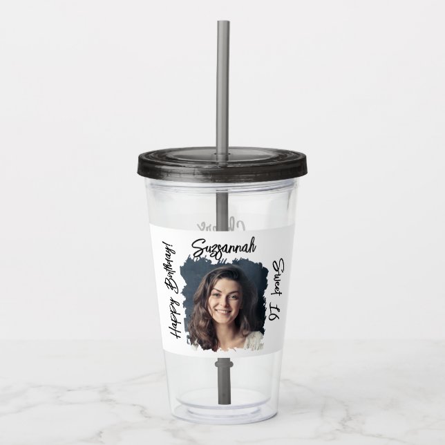 Vaso Acrílico Foto personalizado 16º Feliz Cumpleaños Personaliz (Anverso)