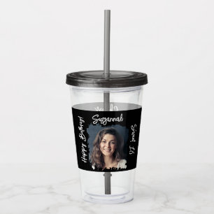 Vaso Acrílico Foto personalizado 16º Feliz Cumpleaños Personaliz