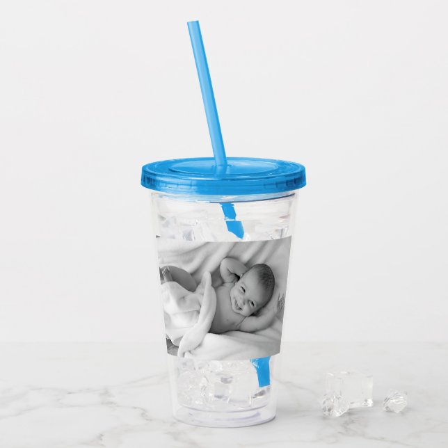 Vaso Acrílico Foto personalizado de un bebé familiar personaliza (Anverso (hielo))