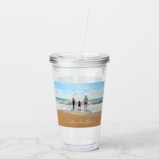 Vaso Acrílico Foto personalizado Texto Acrílico Tumbler Tus Foto (Reverso)